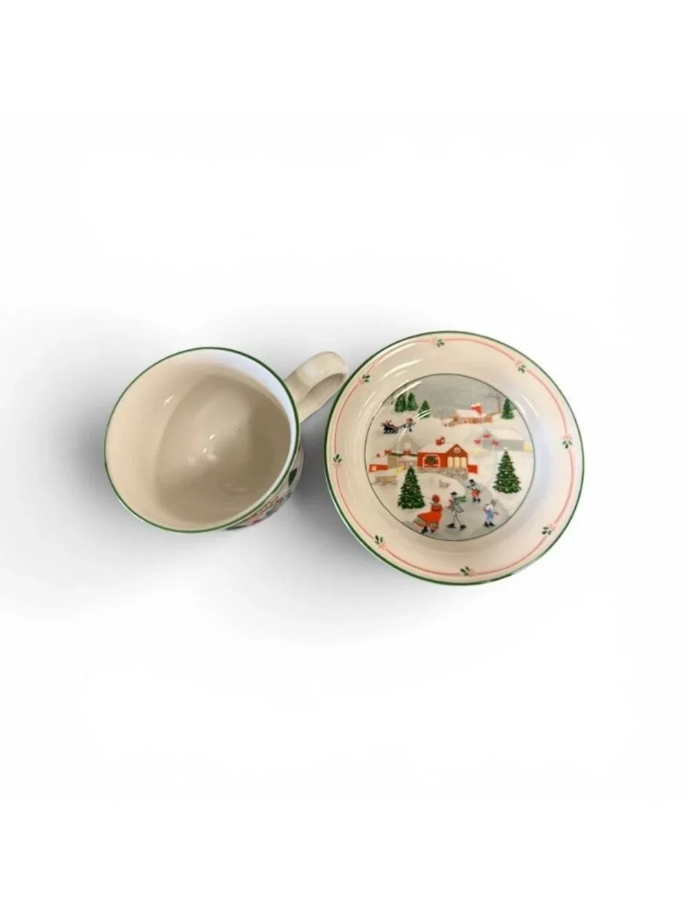 Sango 3900 Silent Night Cup & Saucer Set Holiday Village Scene